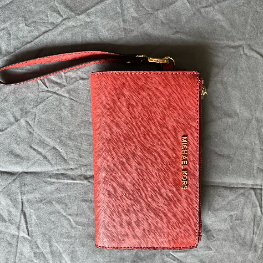 Michael Kors Coral Wristlet Clutch